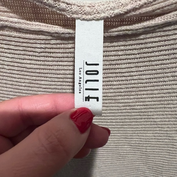 Jolie Tan Small Boxy Ribbed cropped batwing tee - Picture 4 of 7